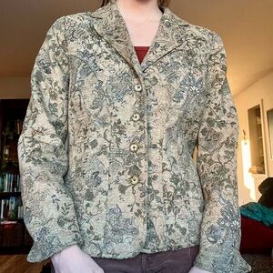 Coldwater Creek Beige Floral Blazer